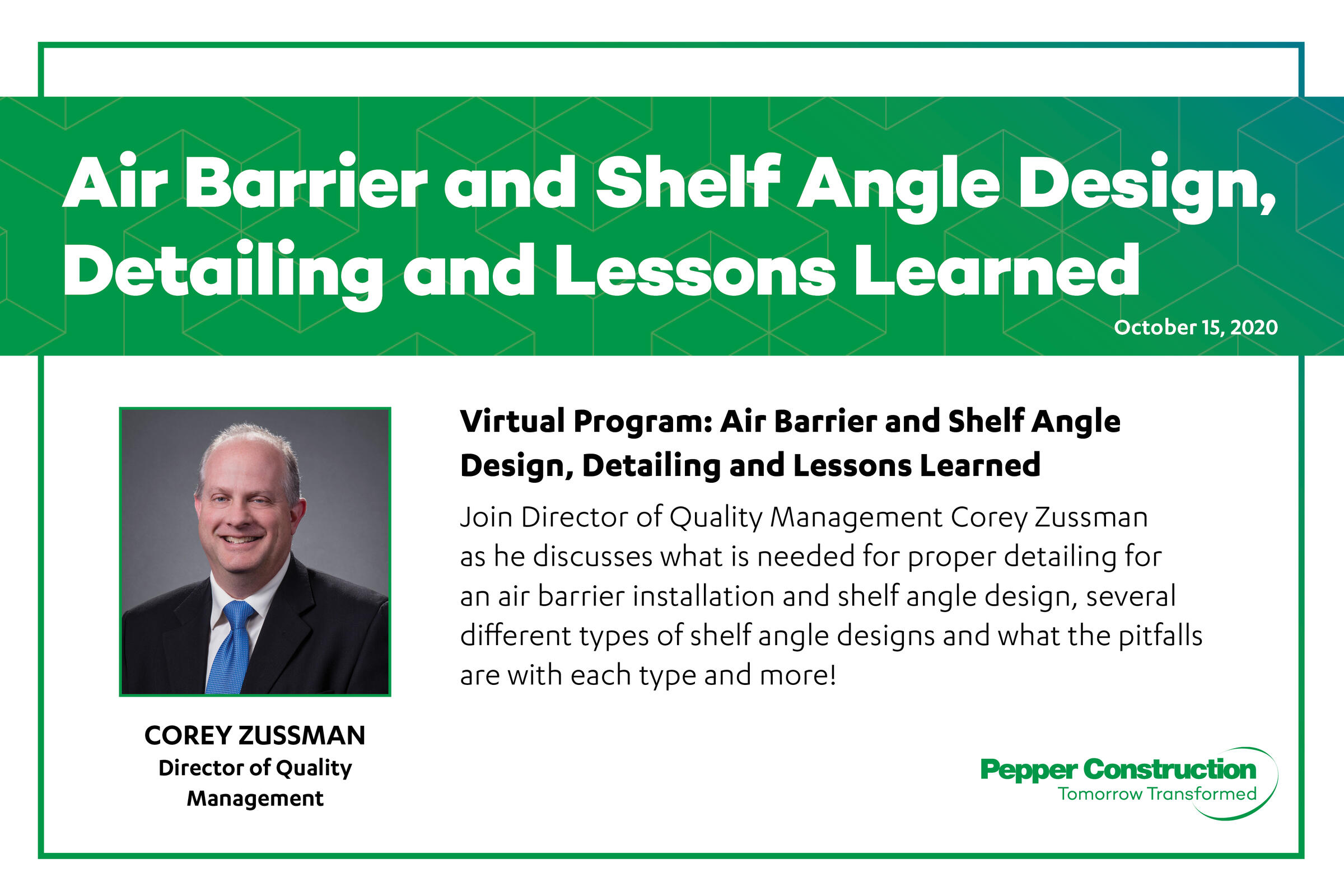 Air Barrier and Shelf Angle Design, Detailing, and Lessons Learned