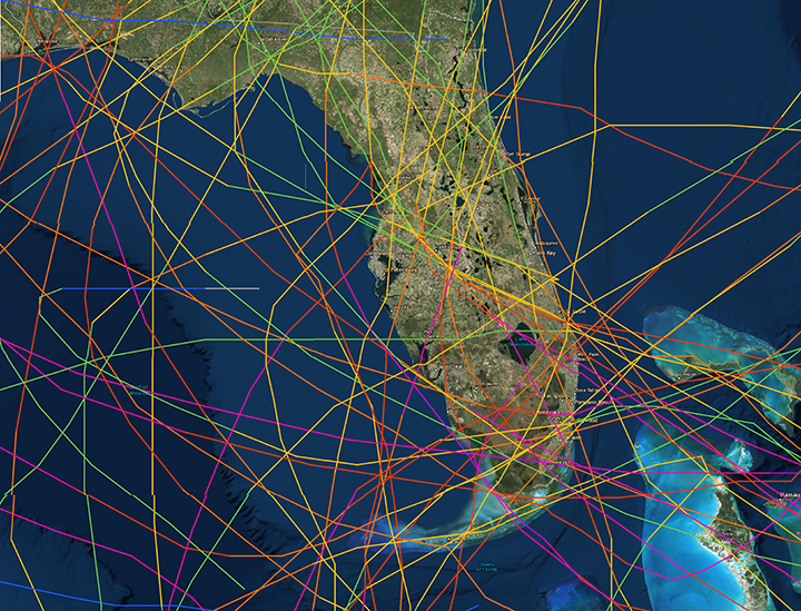 florida hurricane track history map