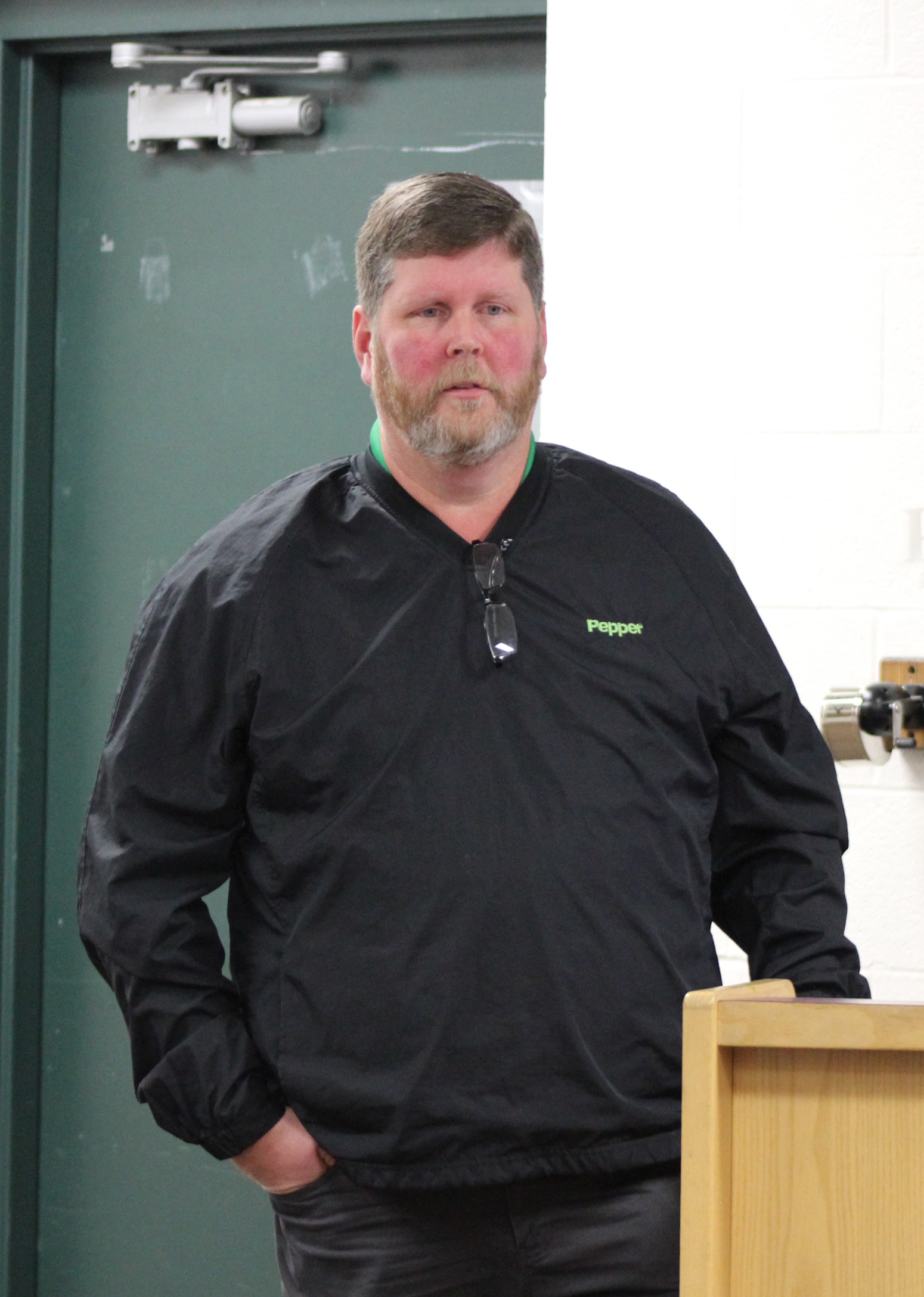 Jason Johnson speaks to high school students about the construction industry