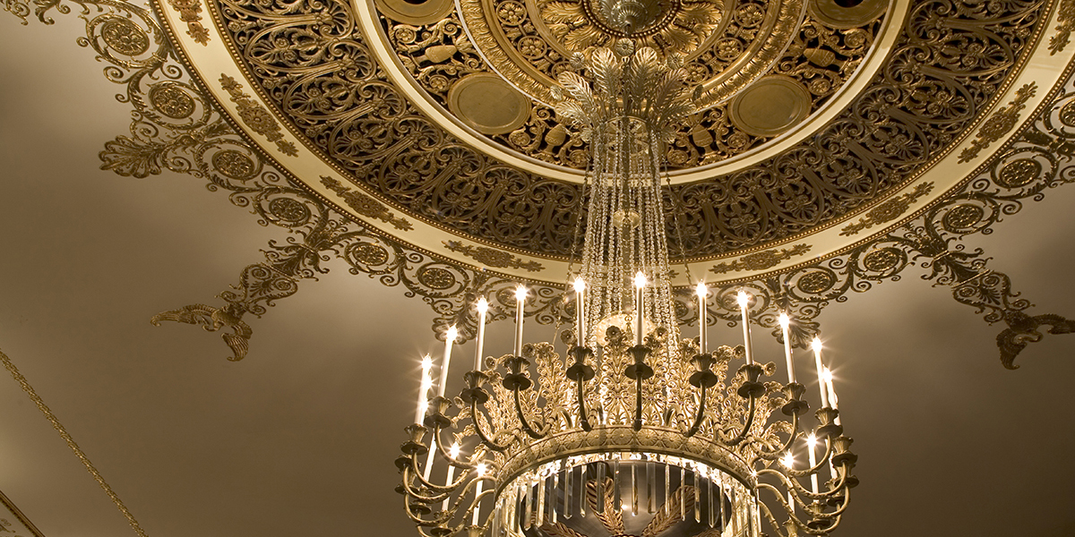 Chandelier at the historic Palmer House Hilton hotel