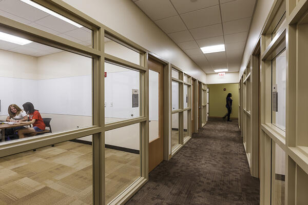 Monmouth College students studying