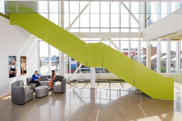 Staircase in Ball Building, Pepper, Pepper Construction, Indiana, Pepper Construction Company Indiana