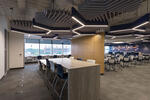 Study room with high top table seating and lower top table seating