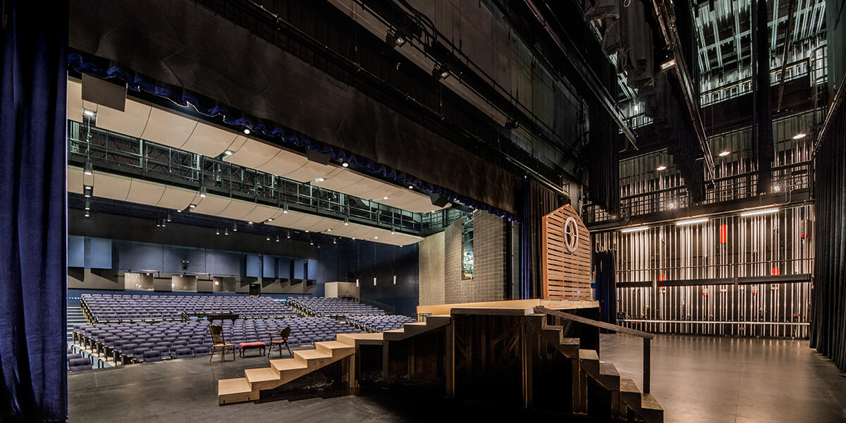 View of Cary-Grove Theater from the stage, looking towards the seats.