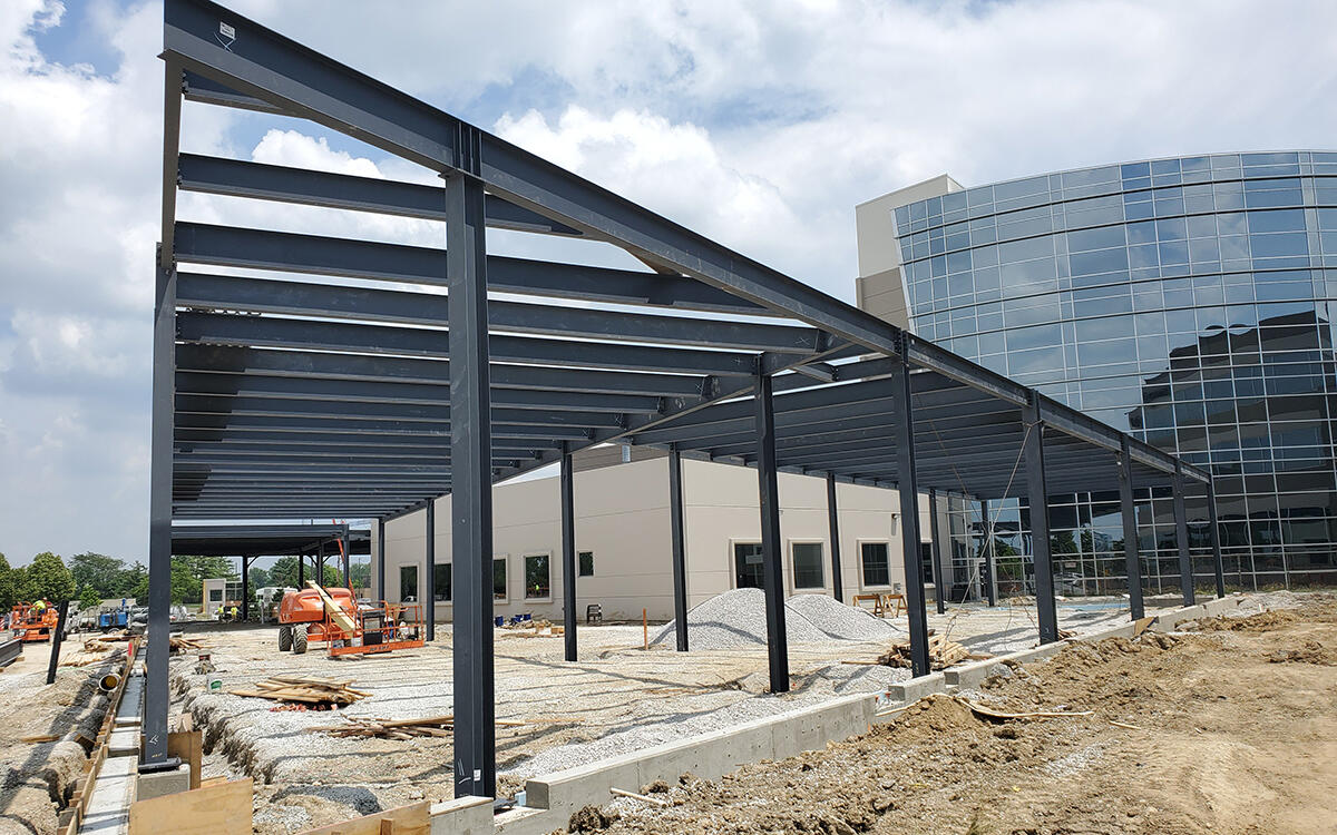 Steel erection was sequenced to allow access to natural light.