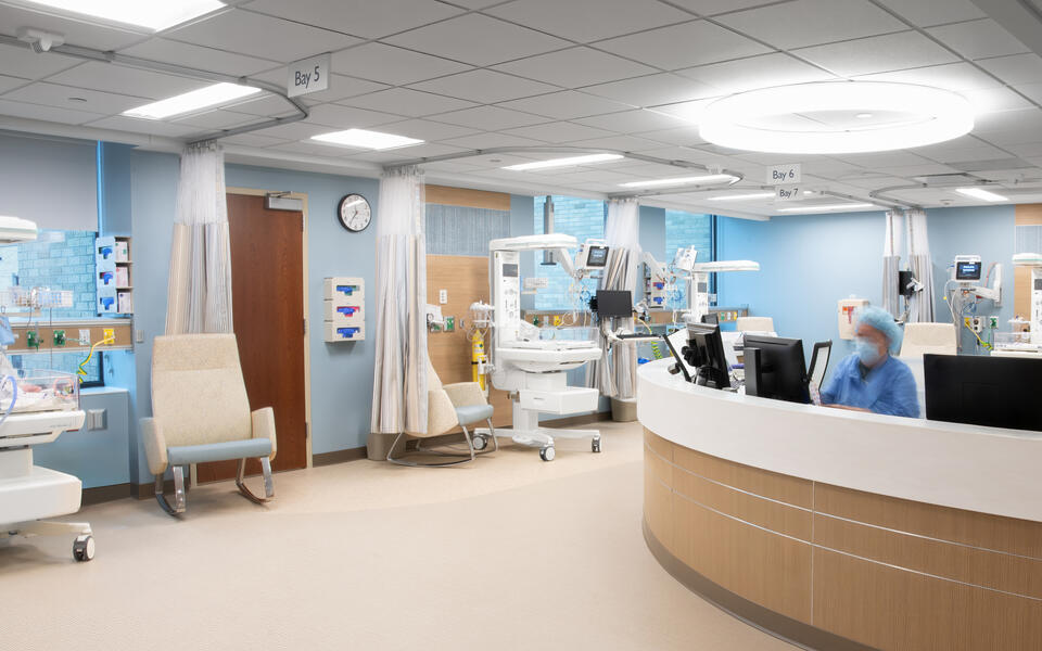 Schneck, Seymour, Schneck Medical Center, Medical Center, Healthcare, Healthcare Construction, nurse, doctors, NICU, Hospital, nurse station, locker rooms, medical prep rooms, offices, delivery room