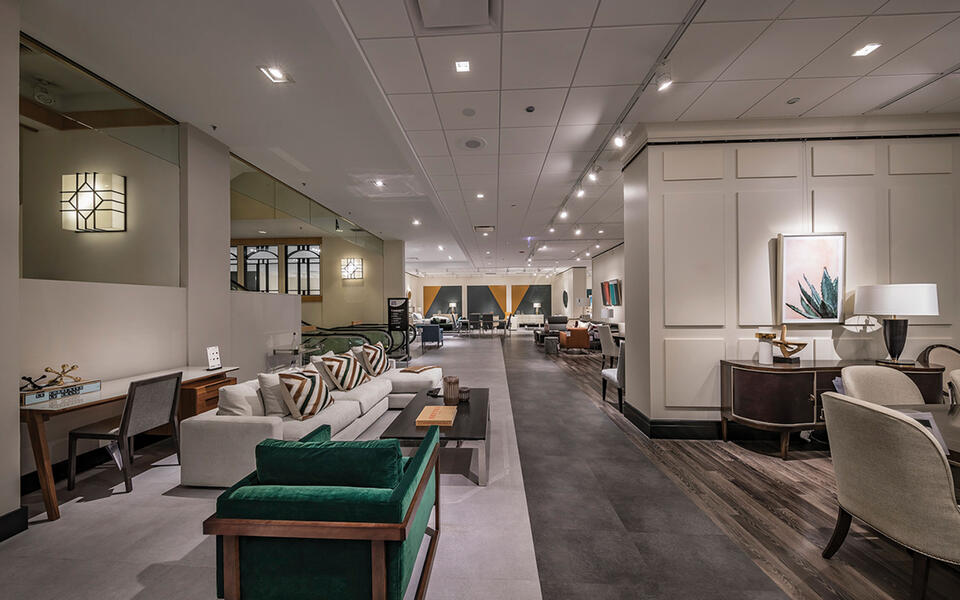 Bloomingdale's furniture displaying a range of different furniture sets