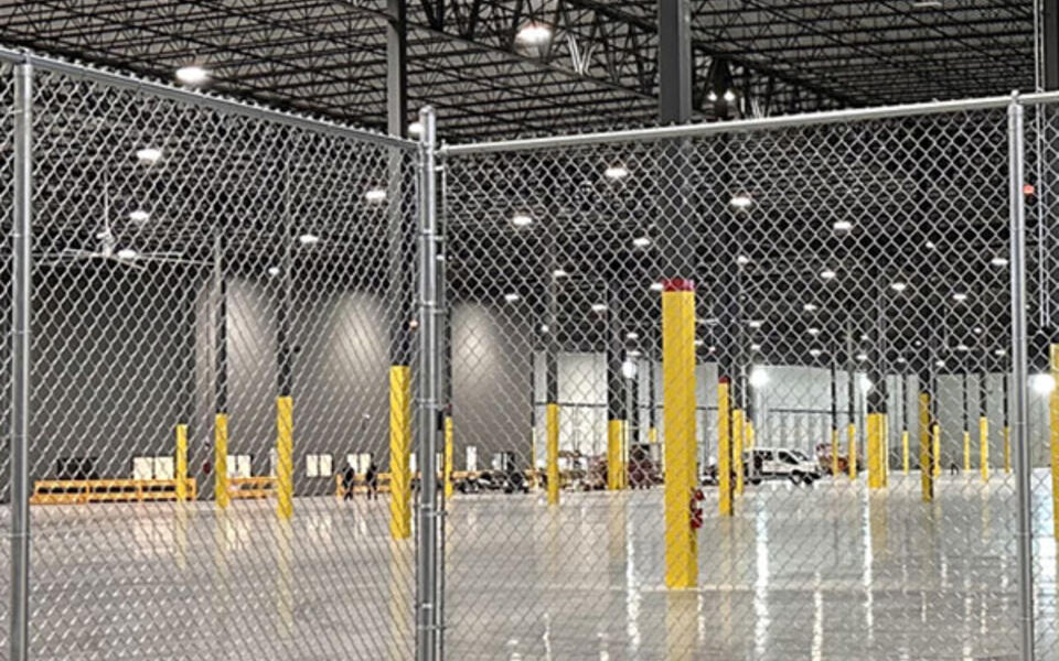Large-scale distribution center interior designed for logistics, warehousing, and supply chain operations.